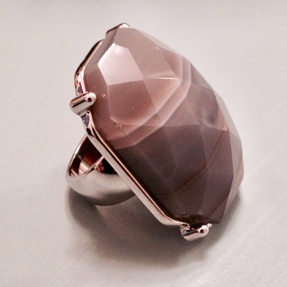 Charcoal Grey Stone Statement Ring - Size 8 - Picture 1 of 3